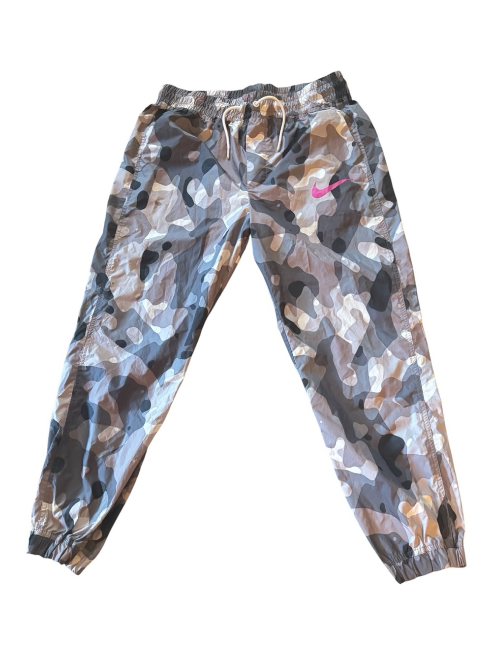 Nike Windbreaker Grey/Pink Camo Track Joggers Size M - like new